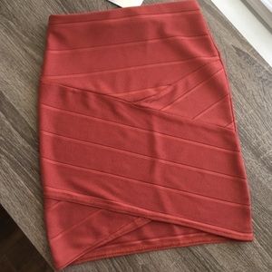 Missguided Bandage Asymmetric Rust Hem Mini Skirt